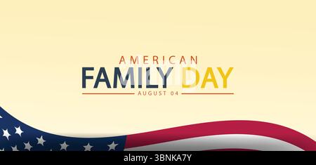 Modern American Family Day Banner with USA Flag and Gradient Background Stock Vector