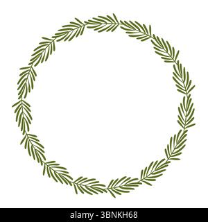 Vector isolated round frames of green summer, autumn leaves. Border for text. Flat clip art for design Stock Vector