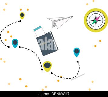 Travelling Map or Direction Illustration Stock Vector
