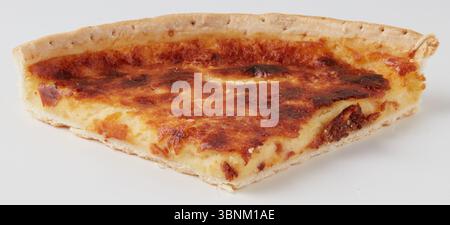 One triangular slice of pizza had burnt marks. Stock Photo