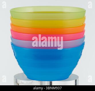 colorful plastic cups Stock Photo