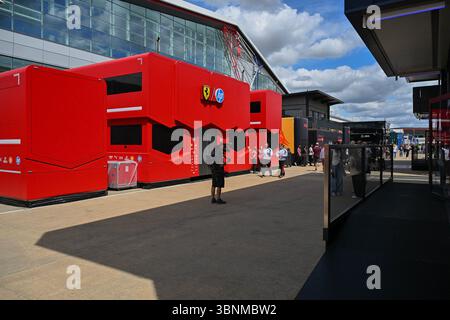 NORTHAMPTON, ENGLAND - JULY 3: A general view of the paddock during previews ahead of the F1 Grand Prix of Great Britain at Silverstone Circuit on July 3, 2024 in Northampton, England.(Photo by Vince Mignott/Alamy Live News) Stock Photo