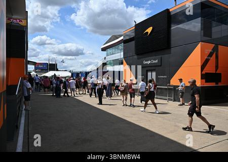 NORTHAMPTON, ENGLAND - JULY 3: A general view of the paddock during previews ahead of the F1 Grand Prix of Great Britain at Silverstone Circuit on July 3, 2024 in Northampton, England.(Photo by Vince Mignott/Alamy Live News) Stock Photo