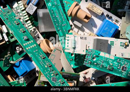 Computer boards Electronic scrap Stock Photo