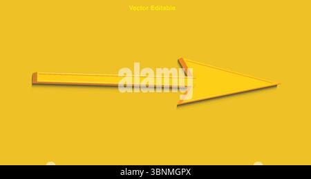 Yellow Arrow Icon – Bold Directional Symbol for Navigation and Graphic Design. Stock Vector