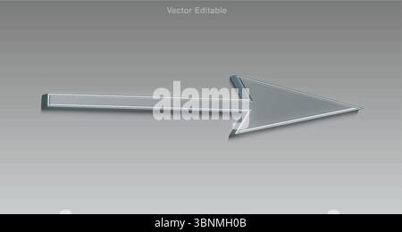 Silver Arrow Icon – Metallic Directional Symbol for Modern Navigation and Graphic Design. Stock Vector