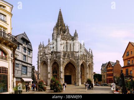 Saint-Maclou Church and Place Barthelemy (Barthelemy) in Rouen in the Departement Seine-Maritime in the Normandy region of France Stock Photo