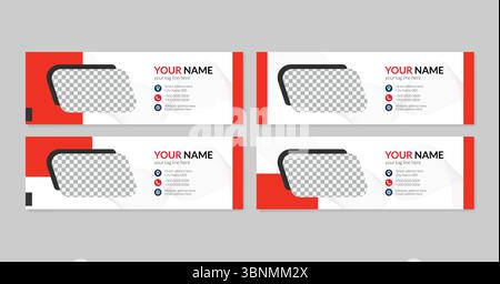 Email Signatures, Email signature Template Design, Email signature facebook cover design template or email footer Stock Vector