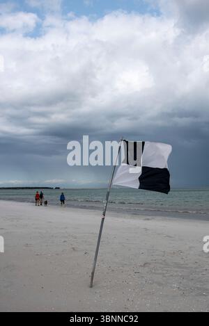 Thick, dark rain clouds gather over the Baltic Sea, Prerow, Mecklenburg-Vorpommern, Germany Stock Photo