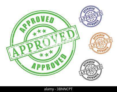 Approved Stamp Green Seal of Approval Certification Mark Business Validation Stock Vector