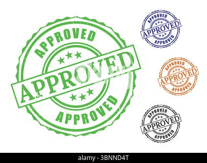Approved Stamp Green Blue Orange Black Variations  Business  Legal Graphics Stock Vector