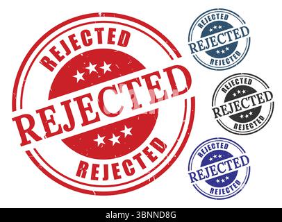 Rejected Stamp Red Blue and Black Variations for Business and Legal Use Stock Vector