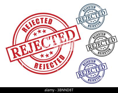Rejected Stamp Graphics Red Blue Variations Stock Vector