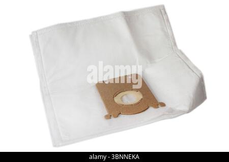 New dust bag for vacuum cleaner isolated on white background. Stock Photo