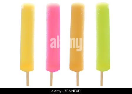 Set of fruit popsicle isolated on white background. Stock Photo