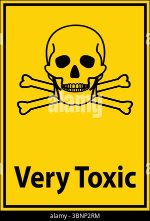 A bold warning sign featuring a skull and crossbones, labeled "Very Toxic" to convey danger. Ideal for safety communication and hazard awareness. Stock Vector