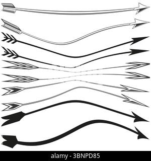 Wave arrow pattern. Sinuous direction icon. Fluid motion Vector. Flexible flow design. Stock Vector