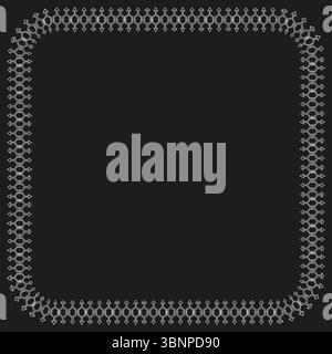 Dotted square frame. Pixel border design. Minimal outline Vector. On black background. Stock Vector