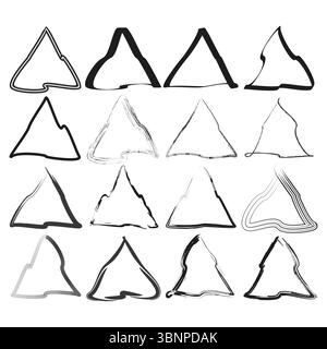 Triangle frame icons. Outline border set. Geometric wireframe Vector. Minimal hollow shapes. Stock Vector