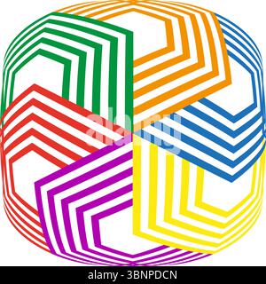 Segmented circle icon. Color arrow circuit. Vibrant maze Vector. Rotational path unity Stock Vector