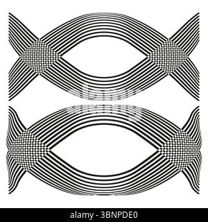 Twin arch icon. Parallel loop pattern. Elliptic band Vector. Symmetric bridge ties. Stock Vector