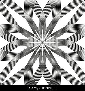 Stepped star icon. Layered burst pattern. Angular flare Vector. Geometric explosion mandala. Stock Vector