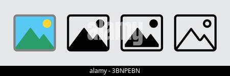 Image File Icons Set - Landscape and Photo Symbols Stock Vector