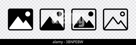 Image File Icons Set - Landscape and Photo Symbols Stock Vector