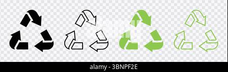 "Recycling Icons - Black and Green Recycle Symbols" Stock Vector