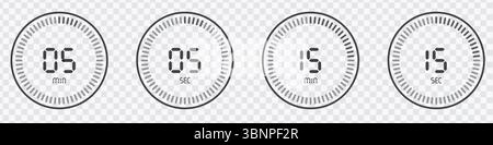 Icons Set with Minute and Second Markers Stock Vector