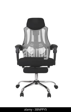 Black computer chair isolated on a white background close-up Stock Photo