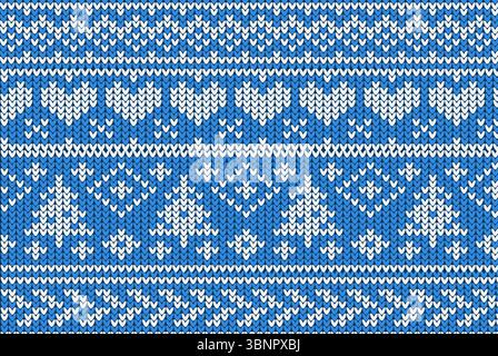 Knitting Christmas vector background snowflakes Stock Photo