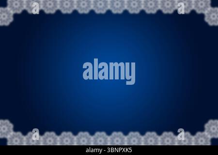 White lace-like border pattern is framing deep blue gradient backdrop in vector art, copy space Stock Photo