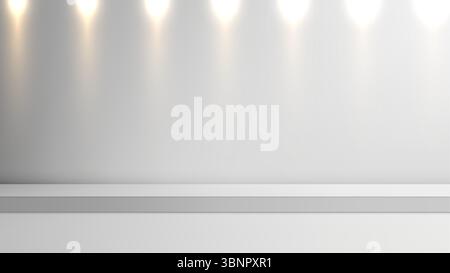 clean white studio scene with soft lighting above a gray horizontal platform, ideal for showcasing products in modern mockup designs Stock Vector