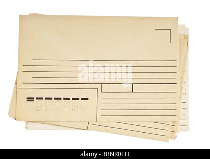 Stack of mail envelopes isolated on white background Stock Photo