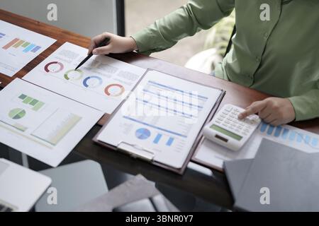 Close up Millennial confident Female working in creative office Stock Photo