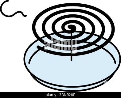 Isometric line art illustration of mosquito coil, simple summer lifestyle icon, Vector Illustration Stock Vector
