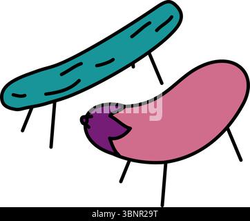 Isometric line art illustration of shoryouma spirit animals for Obon, simple summer traditional icon, Vector Illustration Stock Vector