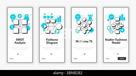 Tools of gap analysis mobile onboarding screen Stock Vector