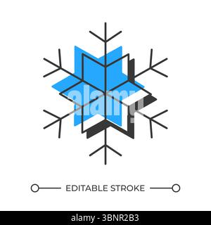 Snowflake offset shadow line icon Stock Vector