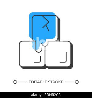 Melting ice cubes offset shadow line icon Stock Vector