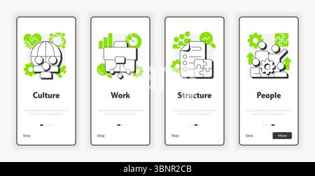 Nadler Tushman congruence framework mobile onboarding screen Stock Vector