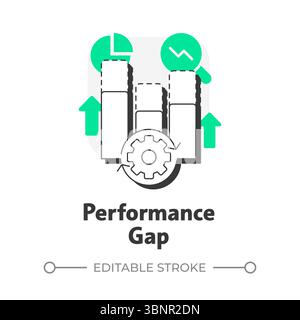 Performance gap analysis flat outline concept icon Stock Vector