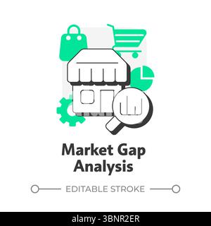 Market gap analysis flat outline concept icon Stock Vector