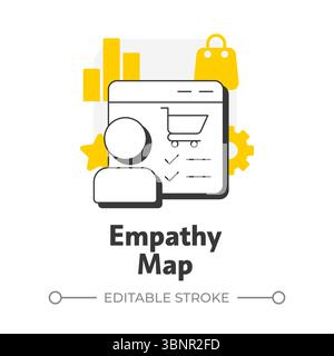 Empathy map flat outline concept icon Stock Vector
