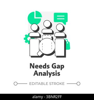 Needs gap analysis flat outline concept icon Stock Vector