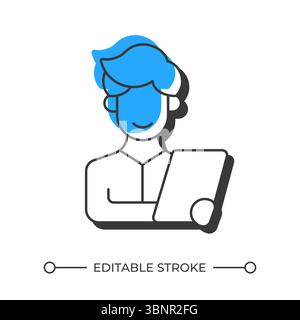 Businessperson with clipboard offset shadow line icon Stock Vector