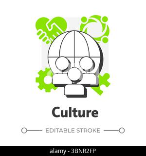 Culture flat outline concept icon Stock Vector