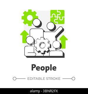 People flat outline concept icon Stock Vector
