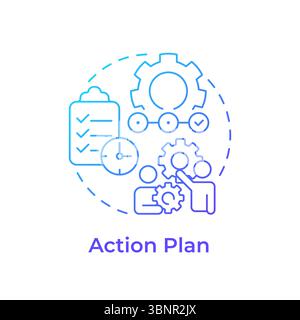 Action plan blue gradient concept icon Stock Vector